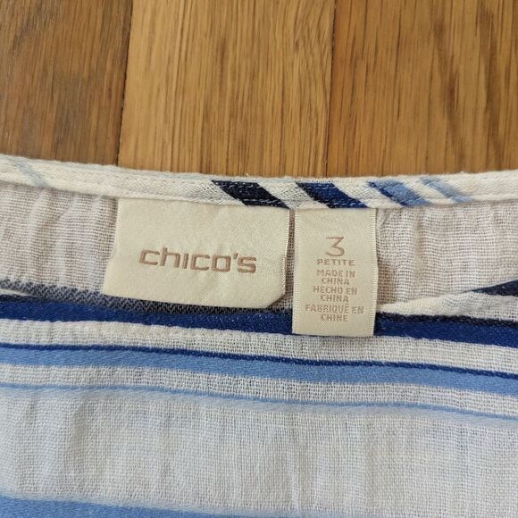 Chico's Petite Summer Stripe Cana II Top blue and white stripes - Picture 5 of 6